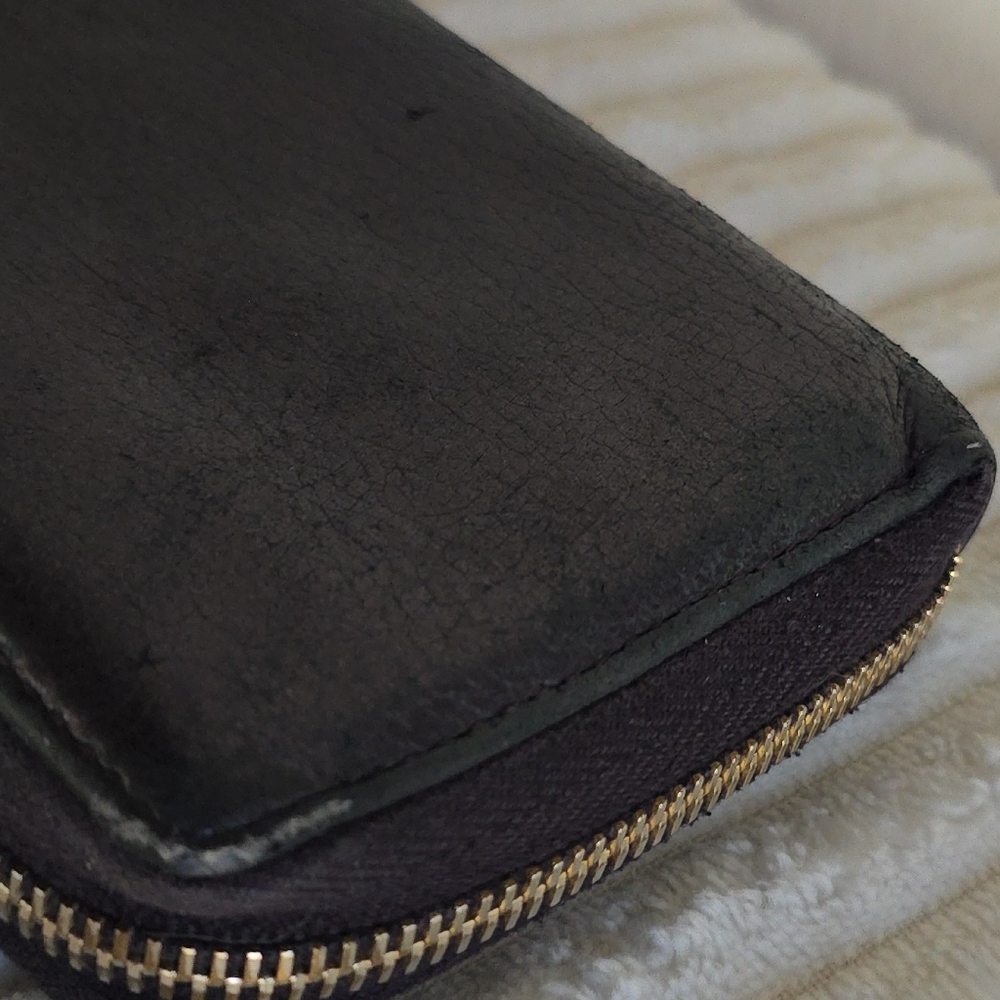 GUCCI Bamboo Tassel Leather Zip Round Wallet Blue Metallic - Picture 5 of 15